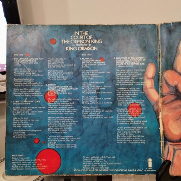 King Crimson In The Court of The Crimson King 85796 IT Vinyl Record 1972 - Picture 4 of 7